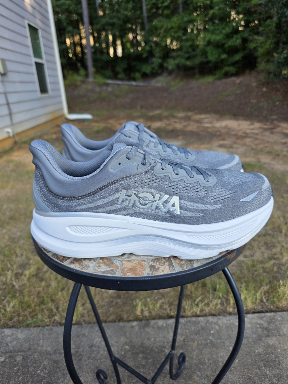 Hoka Bondi 9 1162011 ADSL Asteroid Silver Running Shoes Men Size 12.5 D Worn 1x